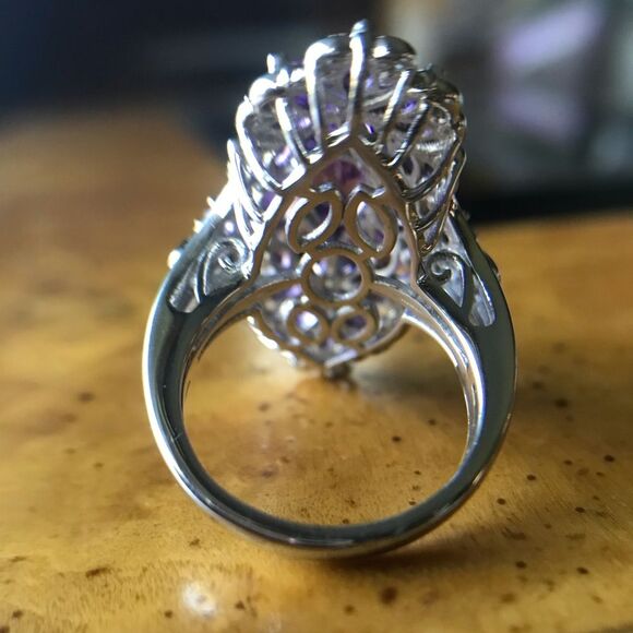 Natural African Amethyst Sterling Silver Ring Size 6 - Picture 4 of 9